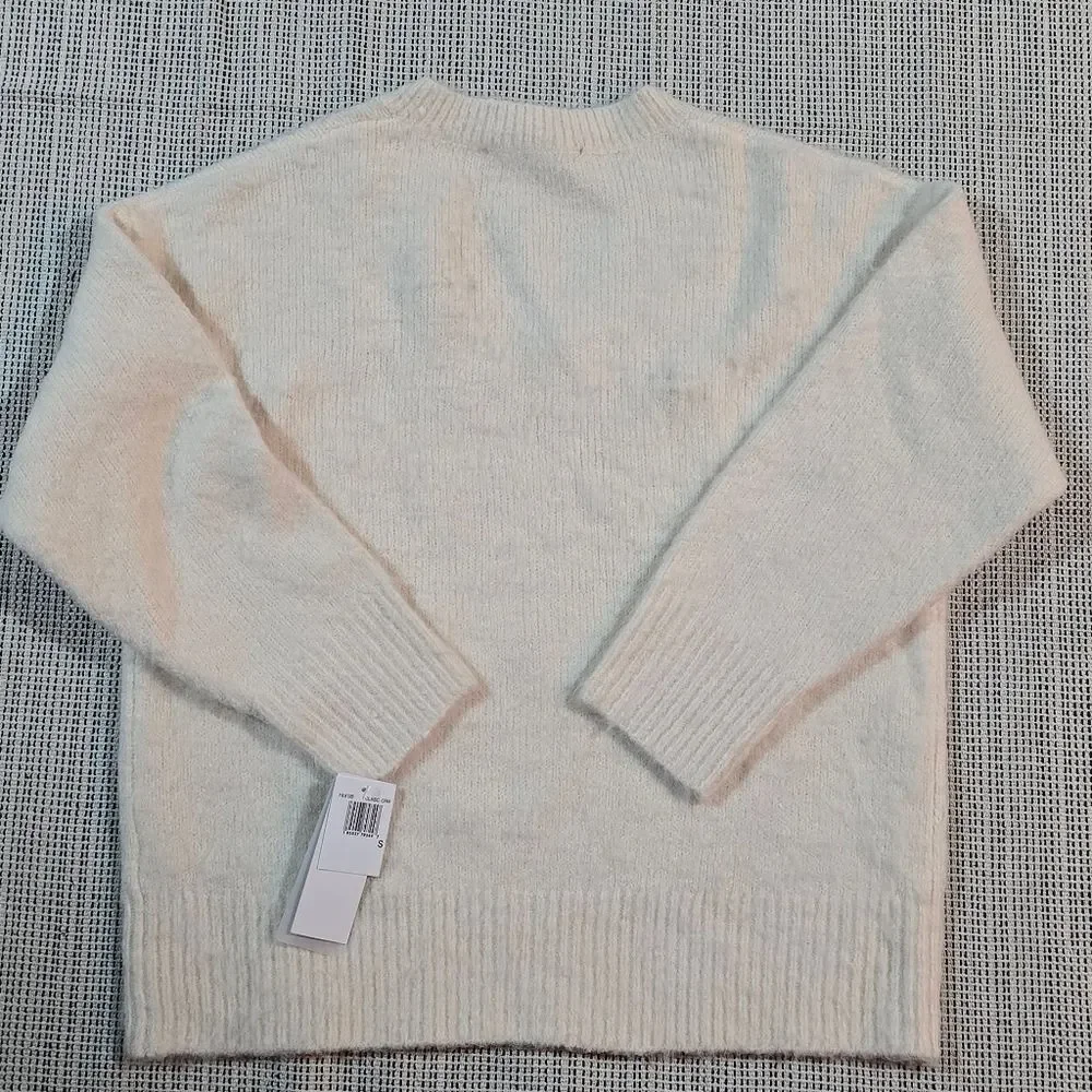 French Connection Fluffy Knit V-Neck Oversized Wool Blend Cream Sweater S NWT - Picture 5 of 15